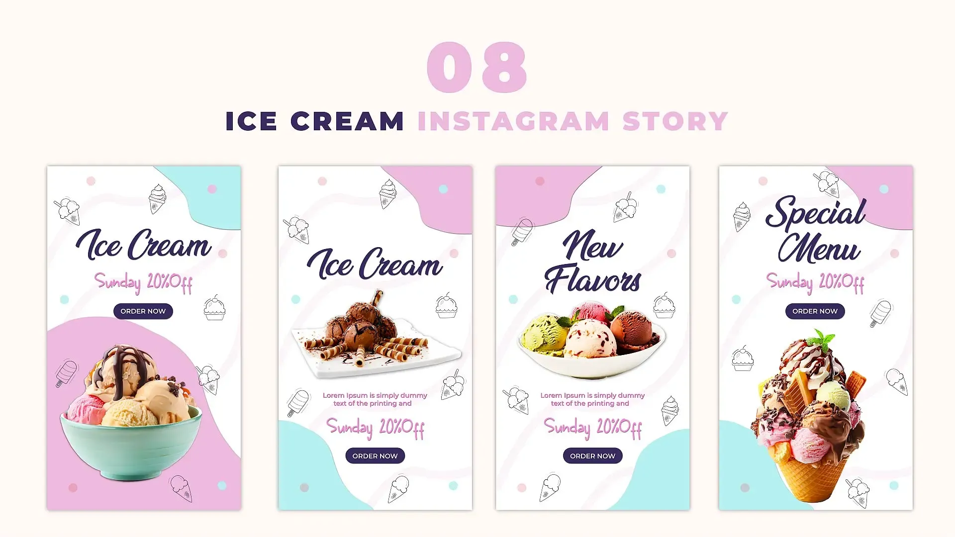 Ice Cream Parlor Menu Instagram Story
